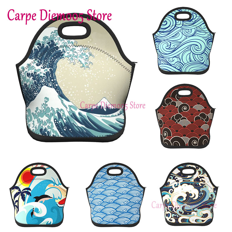 Tote Bag Sublimation - Неопреновая сумка для обеда, японская волна,